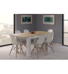 Mesa comedor Kendra extensible blanco roble