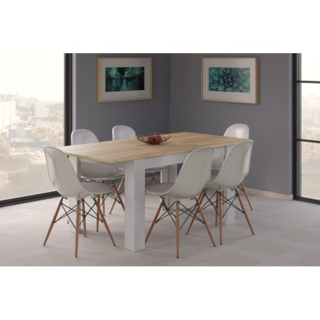 Mesa comedor Kendra extensible blanco roble