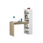 Mesa estudio con estanteria Duplo en blanco artik/roble canadian