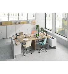 Mesa despacho Office con buc reversible roble canadian/blanco artik