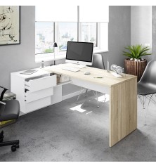 Mesa despacho Office con buc reversible roble canadian/blanco artik