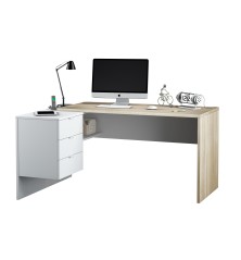 Mesa despacho Office con buc reversible roble canadian/blanco artik