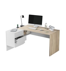 Mesa despacho Office con buc reversible roble canadian/blanco artik