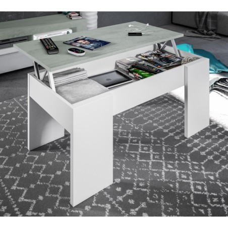 Mesa de centro elvable Flow en cemento/blanco artik