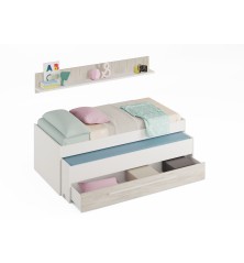 Cama Doble Juvenil Elliot con estante en blanco artik/velho