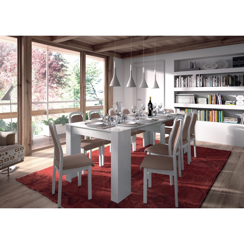 Mesa comedor-Consola Kendra extensible blanco brillo