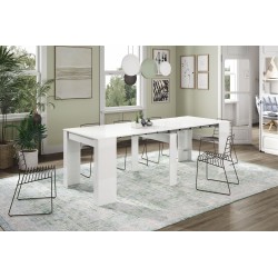 Mesa comedor-Consola Kendra extensible blanco brillo