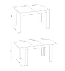 Mesa comedor Kendra extensible cemento/blanco