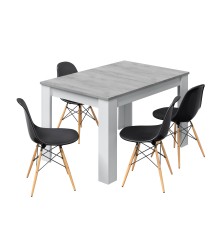 Mesa comedor Kendra extensible cemento/blanco