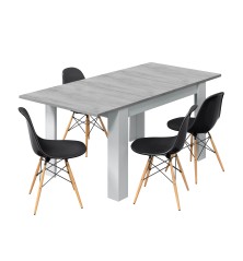 Mesa comedor Kendra extensible cemento/blanco