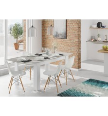 Mesa comedor Kendra extensible cemento/blanco