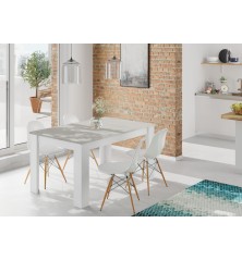 Mesa comedor Kendra extensible cemento/blanco