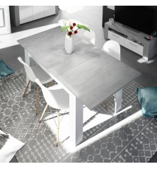 Mesa comedor Kendra extensible cemento/blanco