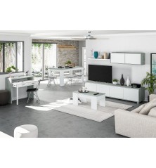 Mesa comedor Kendra extensible cemento/blanco