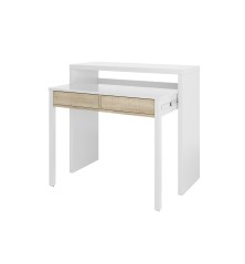 Consola escritorio extesible Bureau en roble canadian/blanco artik