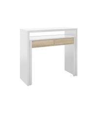 Consola escritorio extesible Bureau en roble canadian/blanco artik