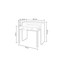 Consola escritorio extesible Bureau en roble canadian/blanco artik