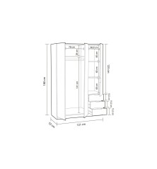 Armario Low cost 3 puertas 3 cajones en roble canadian/blanco artik