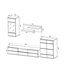 Salon comedor Alaska mini, blanco brillo cristal