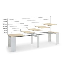 Mesa consola multifuncion Allongo-Kendra extensible en blanco roble