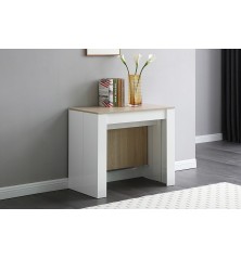 Mesa consola multifuncion Allongo-Kendra extensible en blanco roble