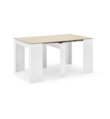 Mesa consola multifuncion Allongo-Kendra extensible en blanco roble