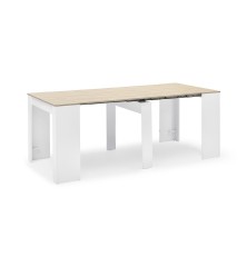 Mesa consola multifuncion Allongo-Kendra extensible en blanco roble