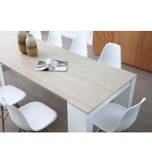 Mesa consola multifuncion Allongo-Kendra extensible en blanco roble