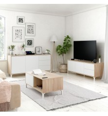 Modulo tv modelo urban plus-brooklyn, roble canadian/blanco