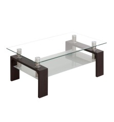 Mesa de centro cristal pata wengué, blanco o roble sendra