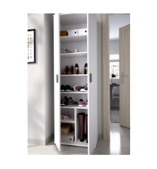 Armario 2 puertas modelo fit multiusos 6 estantes en blanco