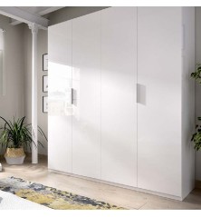 armario 4 puertas 204x180 modelo ESSEN BLANCO BRILLO.