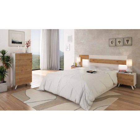 DORMITORIO LICA COMPLETO CON LUCES LEDS SOTO EN PINO ANDERSEN-ROBLE