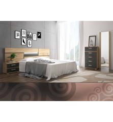 DORMITORIO MODELO PRIEGO EN COLOR CAMBRIA GRAFITO luces leds