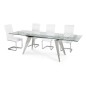 Mesa de comedor modelo amor omnia vincit cromada cristal templado 12 mm extensible