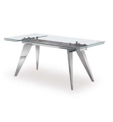 Mesa de comedor modelo amor omnia vincit cromada cristal templado 12 mm extensible