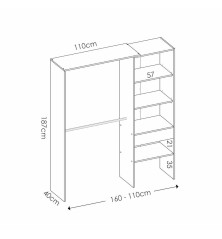 VESTIDOR SIN CORTINA MODELO SUIT UN CAJON DE 160