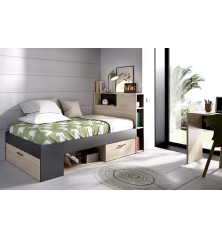 Cama compacta lanka con cabezal cajones y arcon