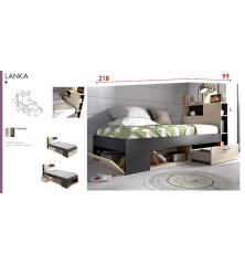 CAMA COMPACTA LANKA CON CABEZAL CAJONES Y ARCON dormitorios juveniles 226,00 € 186,78 €