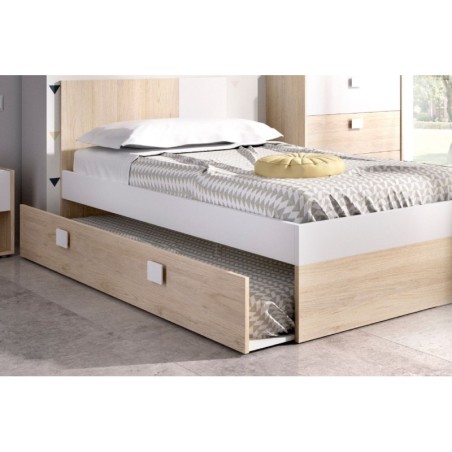 Cama arrastre dina 90x190 natural blanco