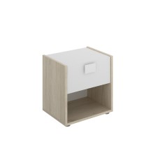 Mesita de 1 cajon modelo dina en natural blanco