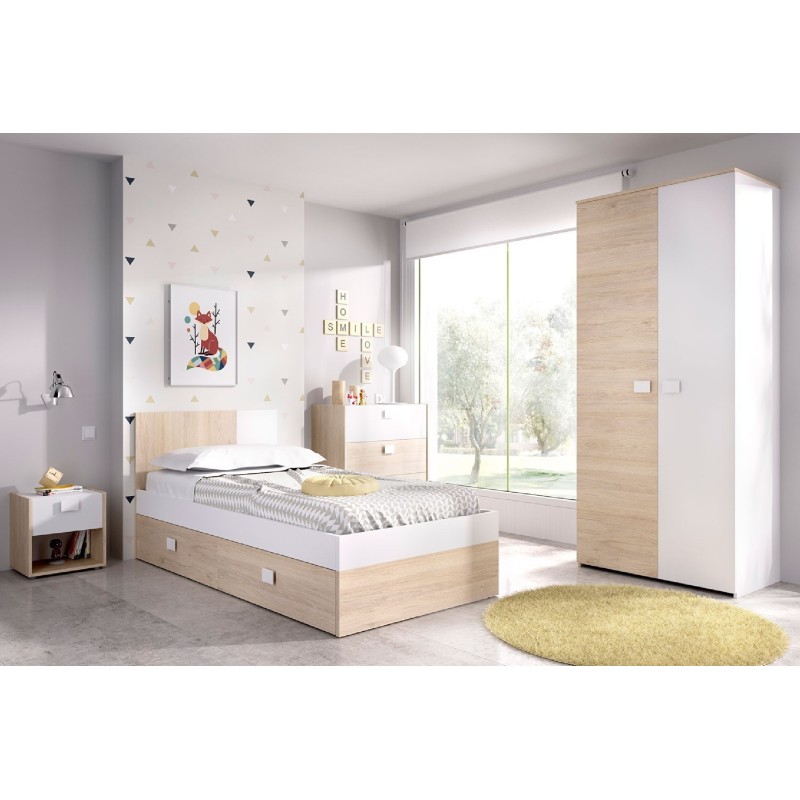 Dormitorio juvenil modelo dina completo natural blanco