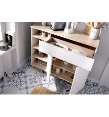 Modulo auxiliar wok, con dos puertas 1 cajon y estantes, blanco natural