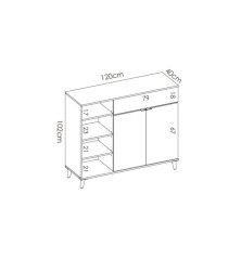 MODULO AUXILIAR WOK, CON DOS PUERTAS 1 CAJON Y ESTANTES, BLANCO NATURAL