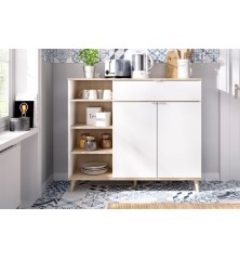 MODULO AUXILIAR WOK, CON DOS PUERTAS 1 CAJON Y ESTANTES, BLANCO NATURAL