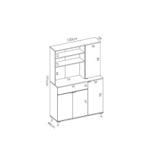 MODULO AUXILIAR WOK 4 PUERTAS Y ESTANTES, BLANCO NATURAL