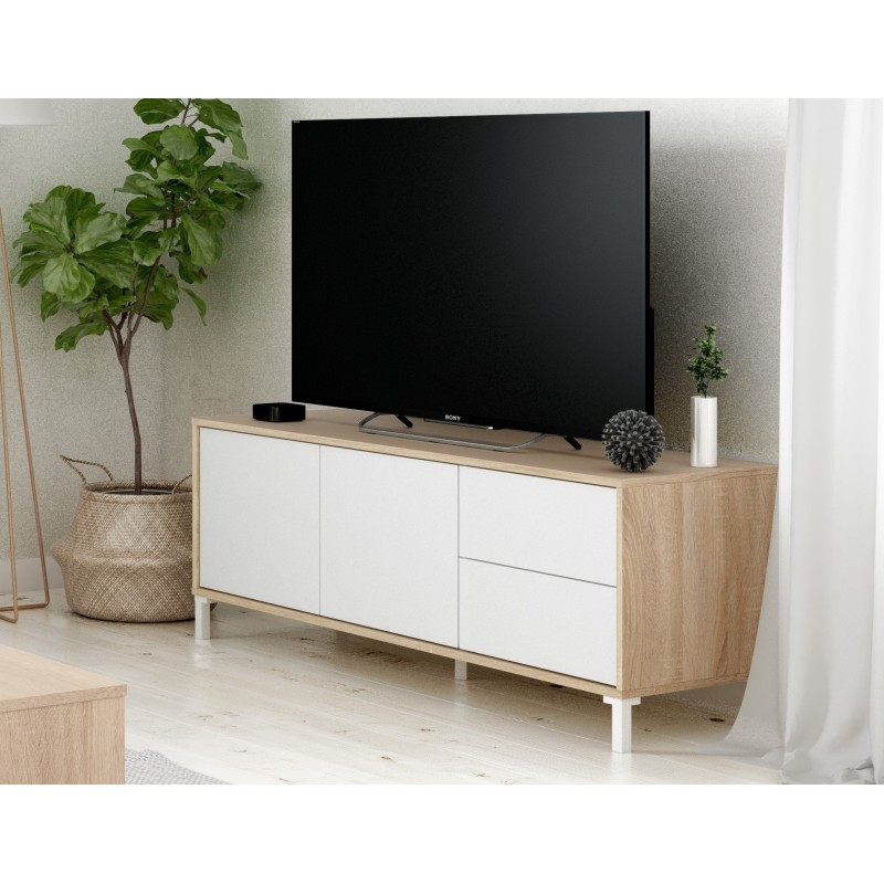 Modulo tv modelo urban plus-brooklyn, roble canadian/blanco