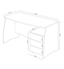 MESA DESPACHO CON BUC ARGON, ROBLE/BLANCO