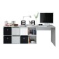 Mesa despacho con buc reversible modelo office en cemento/blanco