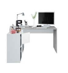 MESA DESPACHO CON BUC REVERSIBLE MODELO OFFICE EN CEMENTO/BLANCO